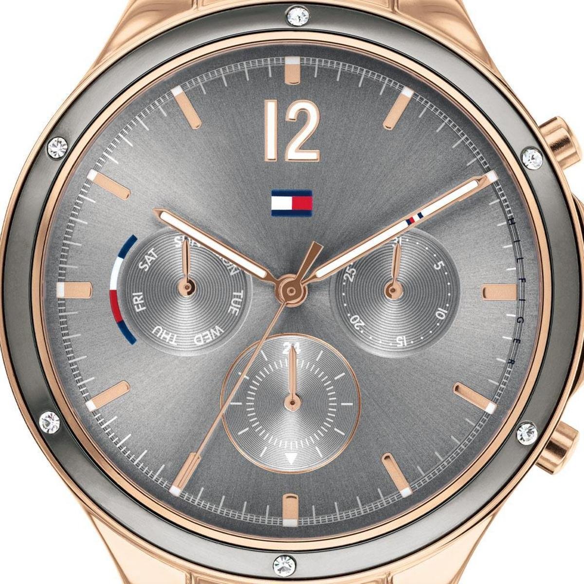  Shop Authentic Tommy Hilfiger Eve Chronograph Quartz Grey Dial Rose Gold Steel Strap Watch For Women - 1782277 - Luxxuri