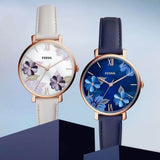  Shop Authentic Fossil Jacqueline Blue Dial Blue Leather Strap Watch for Women - ES4673 - Luxxuri