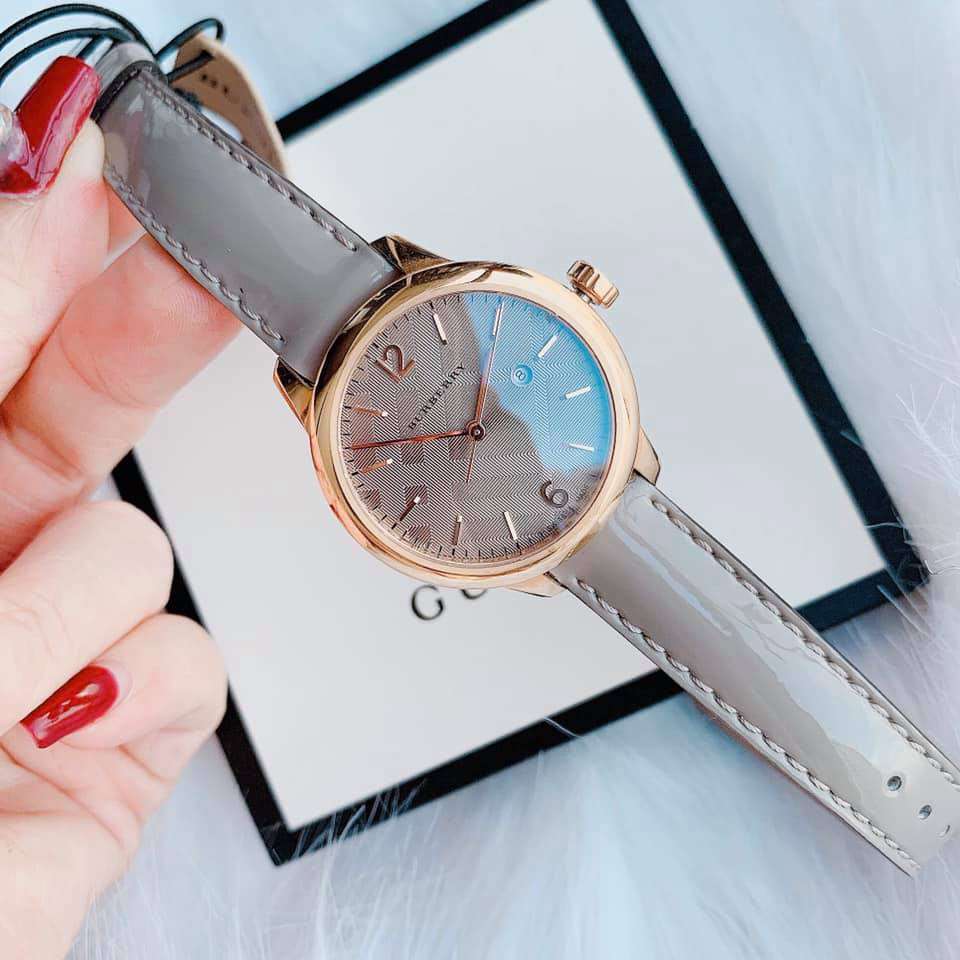  Shop Authentic Burberry The Classic Quartz Grey Dial Grey Leather Strap Watch For Women - BU10119 - Luxxuri