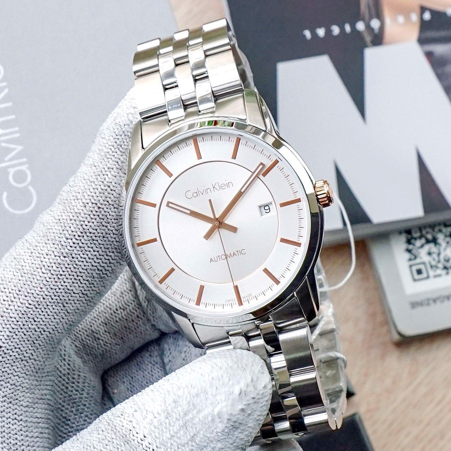  Shop Authentic Calvin Klein Infinity Silver Dial Silver Steel Strap Watch for Men - K5S34B46 - Luxxuri