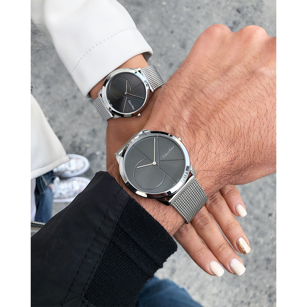  Shop Authentic Calvin Klein Minimal Grey Dial Silver Mesh Bracelet Watch for Men - K3M211Y3 - Luxxuri