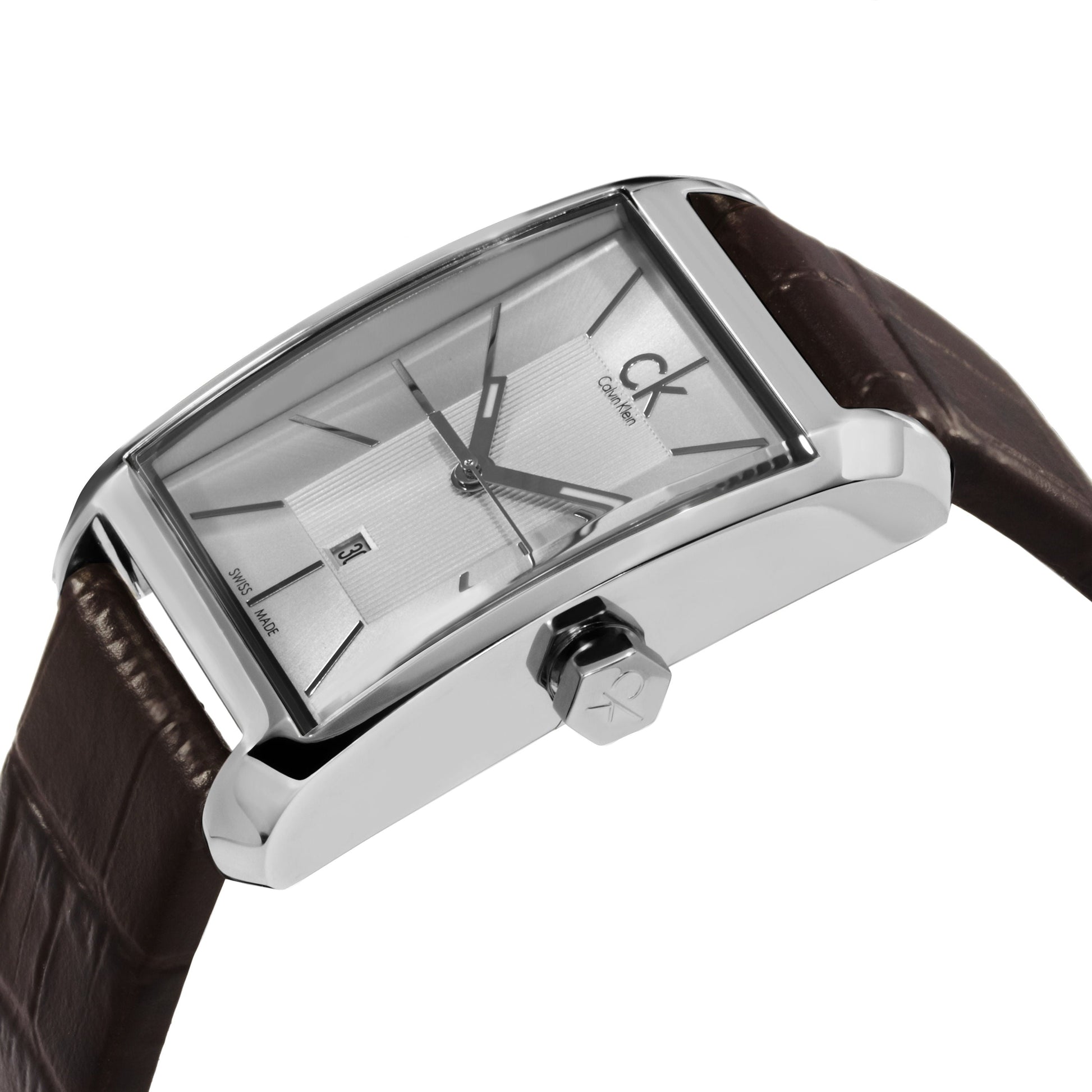  Shop Authentic Calvin Klein Window Silver Dial Brown Leather Strap Watch for Women - K2M23126 - Luxxuri