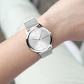  Shop Authentic Calvin Klein Minimal Silver Dial Silver Mesh Bracelet Watch for Women - K3M2212Z - Luxxuri
