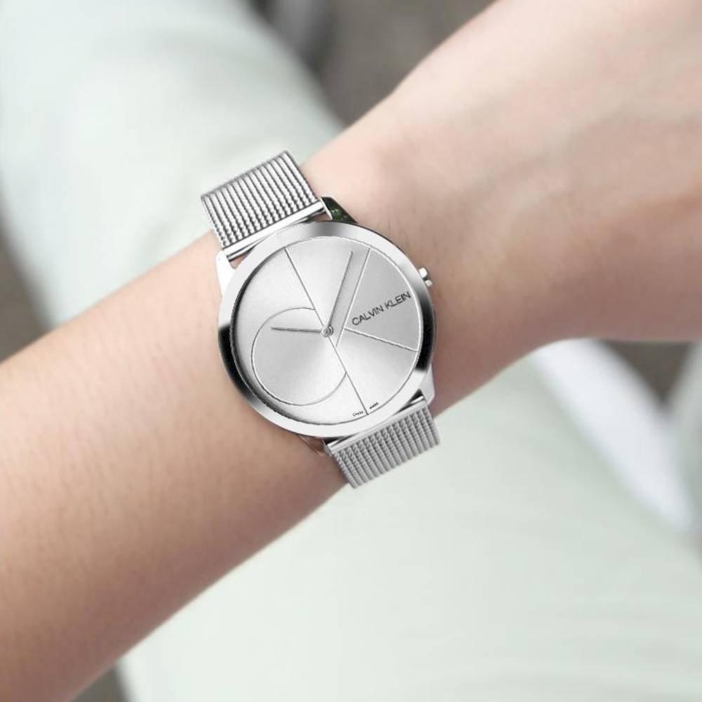  Shop Authentic Calvin Klein Minimal Silver Dial Silver Mesh Bracelet Watch for Women - K3M2212Z - Luxxuri