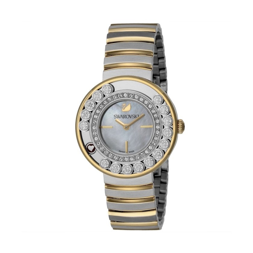  Shop Authentic Swarovski Lovely Crystals Mother of Pearl Dial Two Tone Steel Strap Watch for Women - 1187022 - Luxxuri