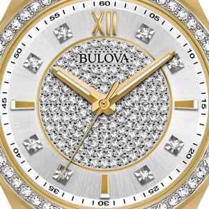  Shop Authentic Bulova Crystal Collection Silver Crystal Dial Gold Steel Strap Watch for Women - 98L228 - Luxxuri