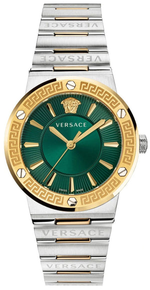  Shop Authentic Versace Greca Green Dial Silver Steel Strap Watch for Men - VEVI00420 - Luxxuri