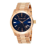  Shop Authentic Michael Kors Runway Blue Dial Rose Gold Stainless Steel Strap Watch for Women - MK7065 - Luxxuri
