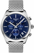 Tissot PR 100 Chronograph Blue Dial Silver Mesh Bracelet Watch for Men - T101.417.11.041.00