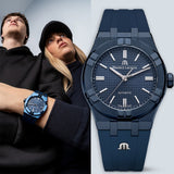 Shop Authentic Maurice Lacroix Automatic PVD Limited Edition Blue Dial Blue Silicon Strap Watch For Men - AI6007-PVC00-430-4 - Luxxuri