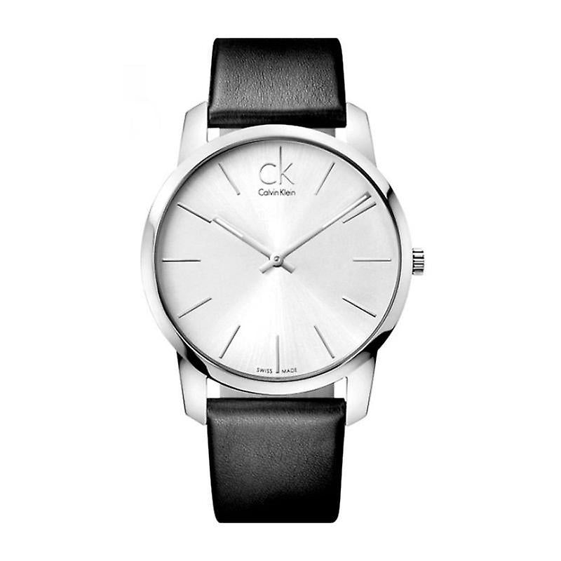  Shop Authentic Calvin Klein City Silver Dial Black Leather Strap Watch For Women - K2G231C6 - Luxxuri