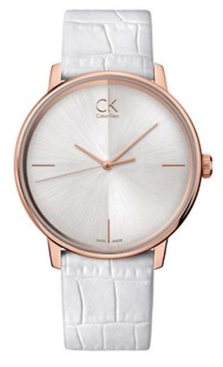  Shop Authentic Calvin Klein Accent White Dial White Leather Strap Watch for Women - K2Y2X6K6 - Luxxuri