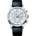  Shop Authentic Calvin Klein Masculine Chronograph White Dial Black Leather Strap Watch for Men - K2H27120 - Luxxuri