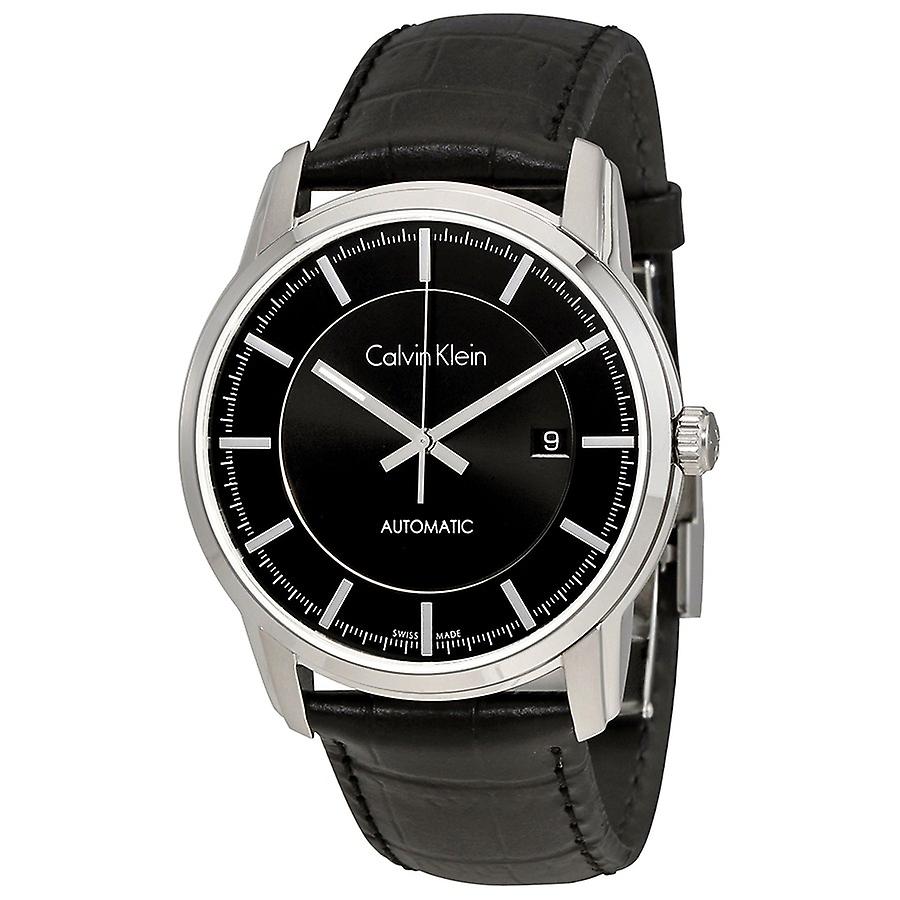  Shop Authentic Calvin Klein Infinity Automatic Black Dial Black Leather Strap Watch for Men - K5S341C1 - Luxxuri
