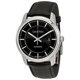  Shop Authentic Calvin Klein Infinity Automatic Black Dial Black Leather Strap Watch for Men - K5S341C1 - Luxxuri