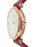  Shop Authentic Emporio Armani Gianni T-Bar Mother of Pearl White Dial Red Leather Strap Watch For Women - AR60048 - Luxxuri