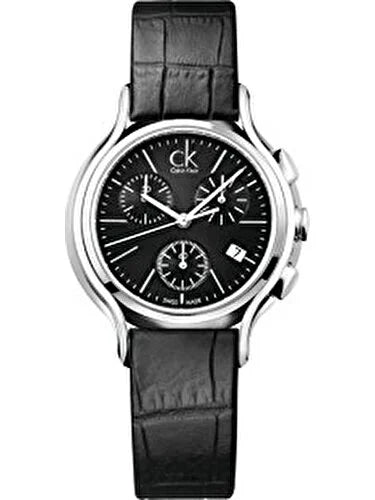  Shop Authentic Calvin Klein Skirt Chronograph Black Dial Black Leather Strap Watch for Men - K2U291C1 - Luxxuri