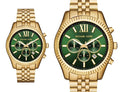  Shop Authentic Michael Kors Lexington Chronograph Green Dial Gold Steel Strap Watch for Men - MK8446 - Luxxuri