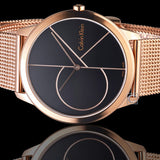  Shop Authentic Calvin Klein Minimal Black Dial Rose Gold Mesh Bracelet Watch for Men - K3M21621 - Luxxuri