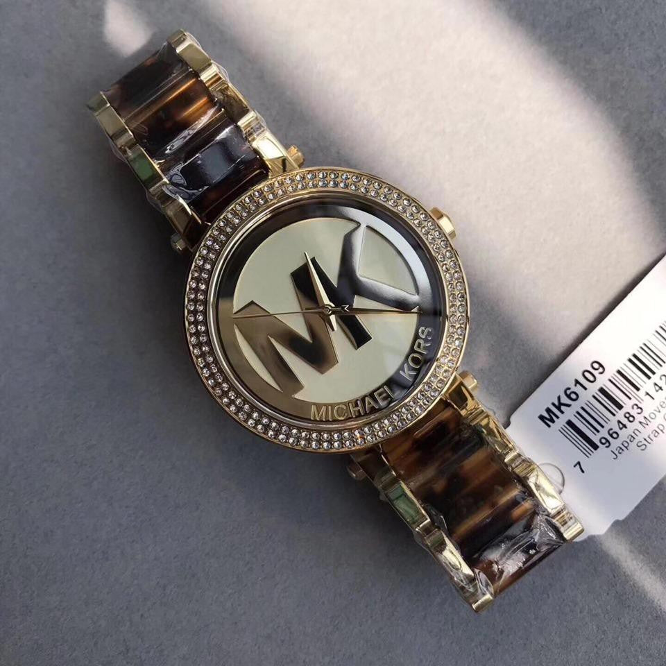  Shop Authentic Michael Kors Parker Chronograph Gold Dial Two Tone Steel Strap Watch for Women - MK6109 - Luxxuri