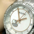  Shop Authentic Bulova Crystal Collection Mother of Pearl Dial Silver Steel Strap Watch for Women - 98L232 - Luxxuri