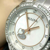  Shop Authentic Bulova Crystal Collection Mother of Pearl Dial Silver Steel Strap Watch for Women - 98L232 - Luxxuri