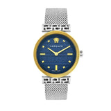  Shop Authentic Versace Meander Blue Dial Silver Mesh Bracelet Watch for Women - VELW00520 - Luxxuri