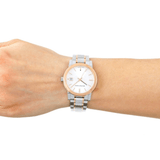  Shop Authentic Burberry The City White Dial Two Tone Steel Strap Watch for Women - BU9105 - Luxxuri