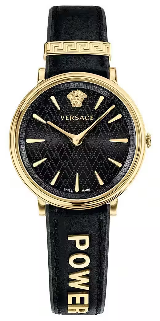  Shop Authentic Versace V Circulus Quartz Black Dial Black Leather Strap Watch for Women - VBP12017 - Luxxuri
