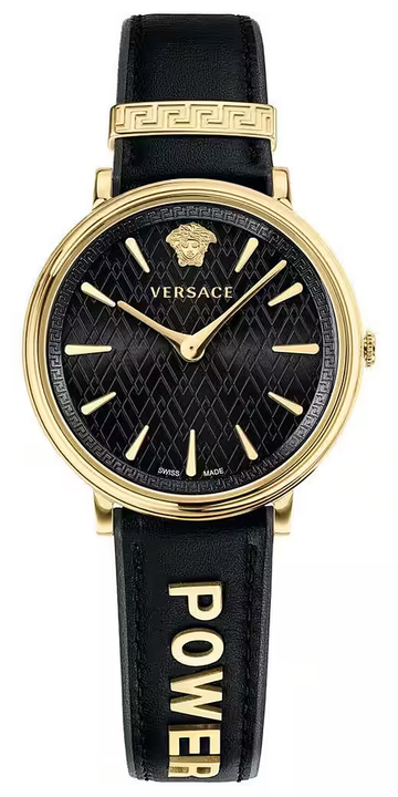  Shop Authentic Versace V Circulus Quartz Black Dial Black Leather Strap Watch for Women - VBP12017 - Luxxuri