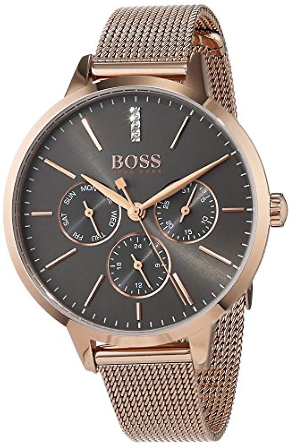  Shop Authentic Hugo Boss Symphony Grey Dial Gold Mesh Bracelet Watch for Women - 1502424 - Luxxuri