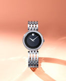  Shop Authentic Movado Esperanza 63 Diamonds Black Dial Silver Steel Strap Watch For Women - 0607052 - Luxxuri