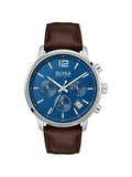  Shop Authentic Hugo Boss Attitude Blue Dial Brown Leather Strap Watch for Men - 1513606 - Luxxuri