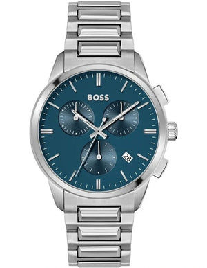  Shop Authentic Hugo Boss Dapper Chronograph Blue Dial Silver Steel Strap Watch For Men - 1513927 - Luxxuri