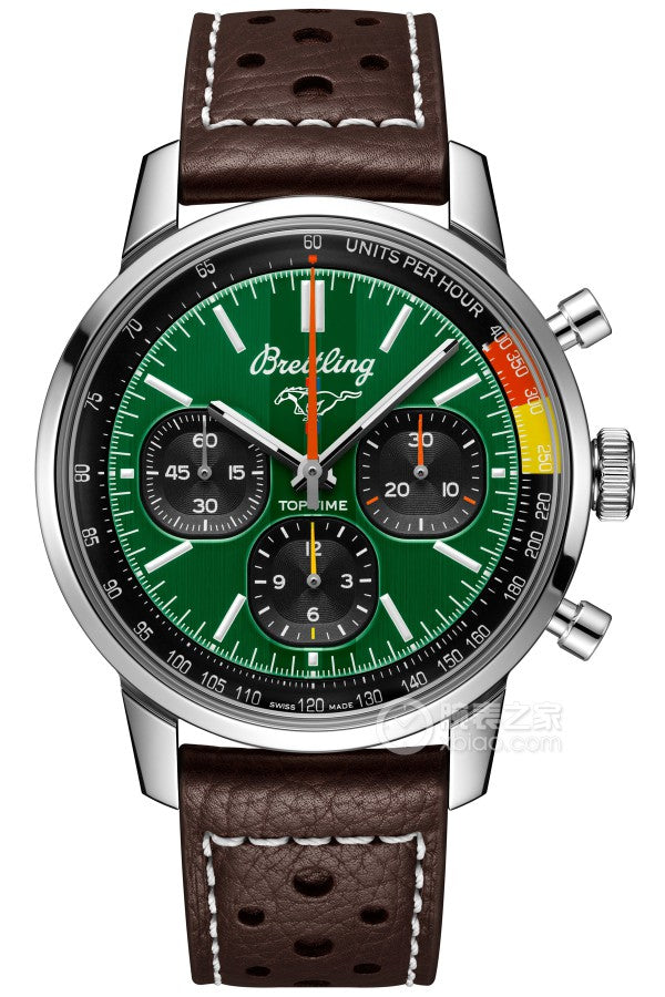  Shop Authentic Breitling Top Time B01 Ford Mustang Green Dial Brown Leather Strap Watch for Men - AB01762A1L1X1 - Luxxuri