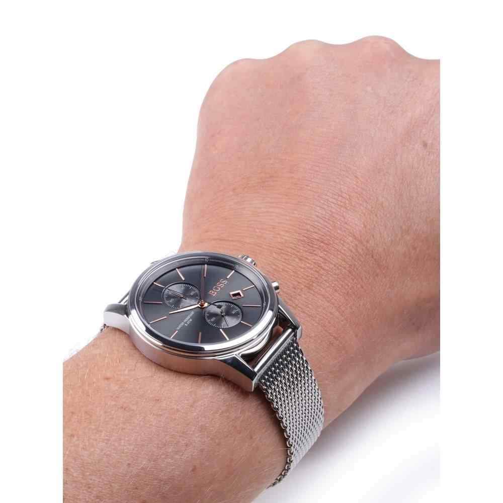  Shop Authentic Hugo Boss Jet Chronograph Grey Dial Silver Mesh Bracelet Watch for Men - 1513440 - Luxxuri