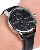  Shop Authentic Hugo Boss Chronograph Black Dial Black Leather Strap Watch For Men - 1513266 - Luxxuri