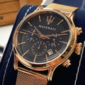 Shop Authentic Maserati Epoca Black Dial Gold Mesh Bracelet Watch For Men - R8873618005 - Luxxuri