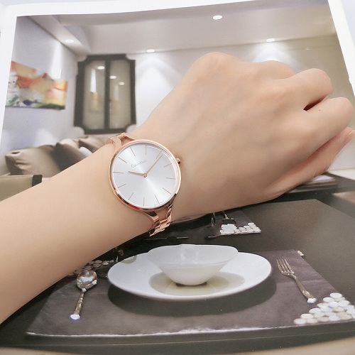  Shop Authentic Calvin Klein Graphic Silver Dial Rose Gold Steel Strap Watch for Women - K7E23646 - Luxxuri