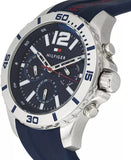  Shop Authentic Tommy Hilfiger Nolan Chronograph Blue Dial Blue Rubber Strap Watch for Men - 1791142 - Luxxuri