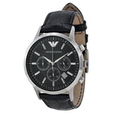  Shop Authentic Emporio Armani Renato Chronograph Black Dial Black Leather Strap Watch For Men - AR2447 - Luxxuri