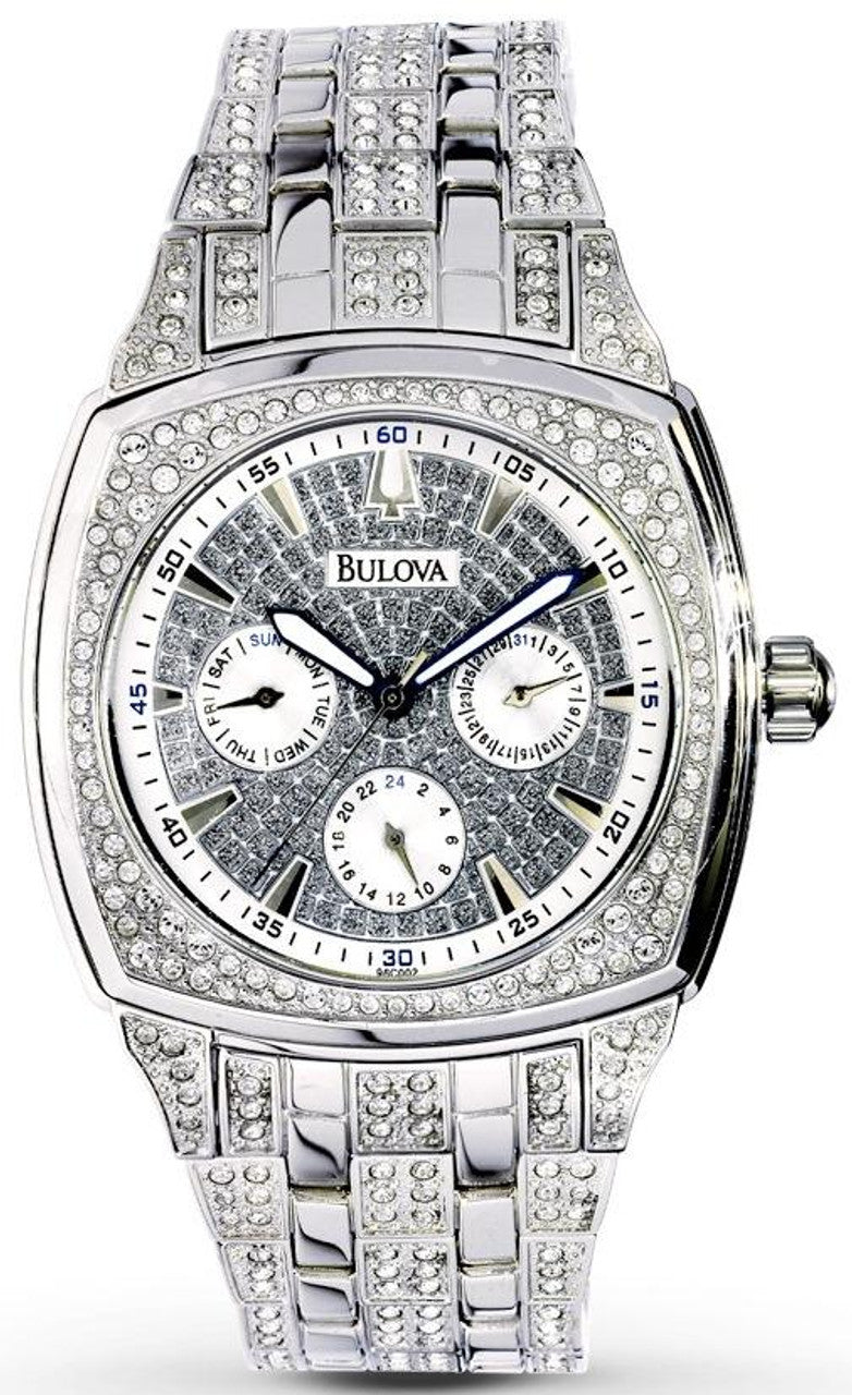  Shop Authentic Bulova Crystal Collection Phantom Silver Dial Silver Steel Strap Watch for Men - 96C002 - Luxxuri