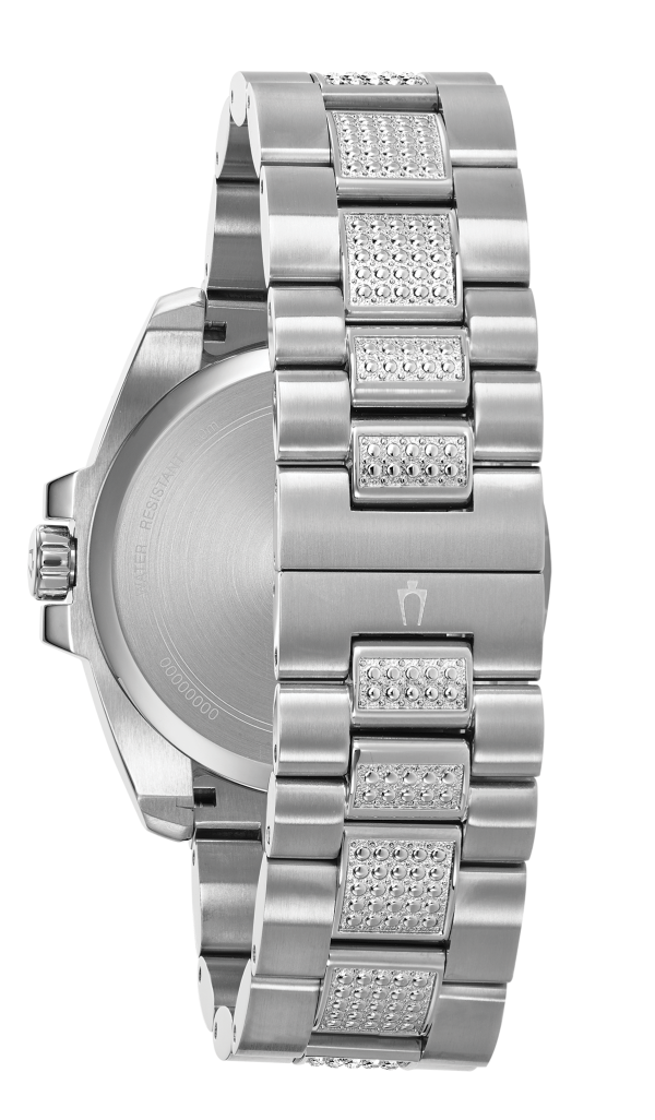 Bulova Crystal Collection Chronograph Black Dial Two Tone Steel Strap Watch for Men - 96C126