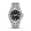  Shop Authentic Bulova Crystal Collection Black Dial Silver Steel Strap Watch for Men - 96K102 - Luxxuri