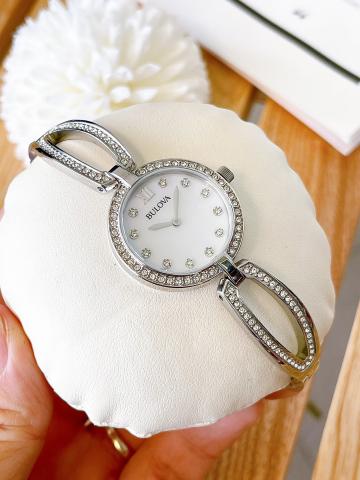  Shop Authentic Bulova Crystal Collection Mother of Pearl Dial Silver Steel Strap Watch for Women - 96L223 - Luxxuri