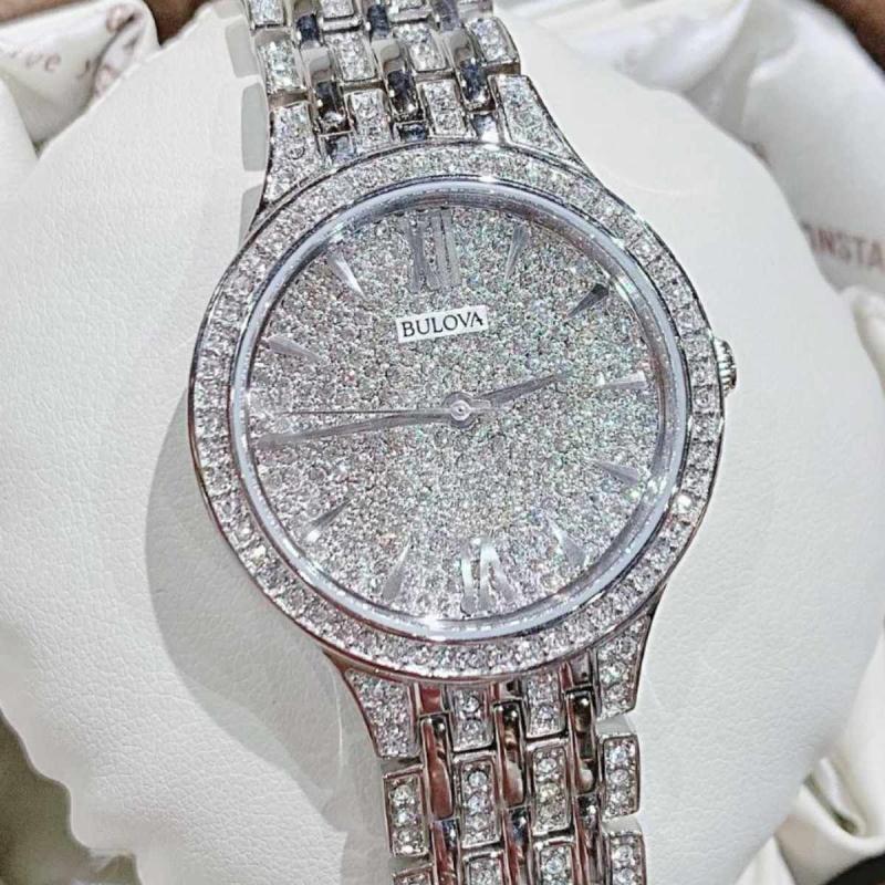  Shop Authentic Bulova Crystal Collection Silver Dial Silver Steel Strap Watch for Women - 96L243 - Luxxuri