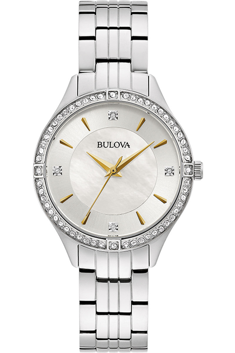  Shop Authentic Bulova Crystal Collection Mother of Pearl Dial Silver Steel Strap Watch for Women - 96L263 - Luxxuri