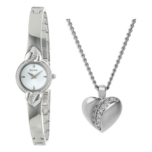  Shop Authentic Bulova Crystal Pendant Silver Dial Silver Steel Strap Watch for Women - 96X111 - Luxxuri