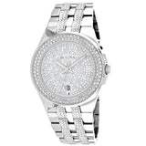  Shop Authentic Bulova Crystal Pave Silver Dial Silver Steel Strap Watch for Men - 96B235 - Luxxuri