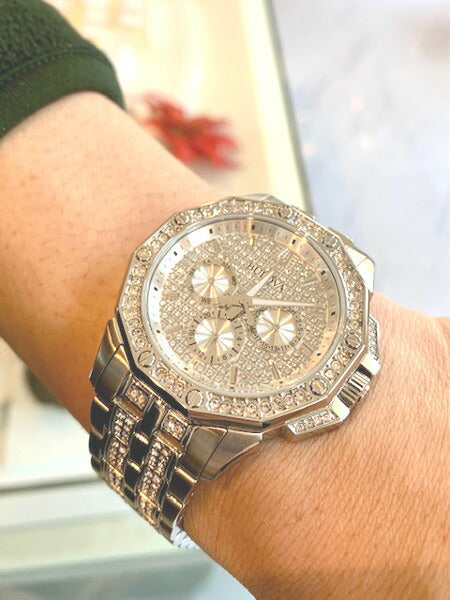  Shop Authentic Bulova Crystal Collection Pave Silver Dial with Crystals Silver Steel Strap Watch for Men - 96C134 - Luxxuri